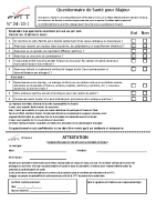 Questionnaire de Santé pour Majeur